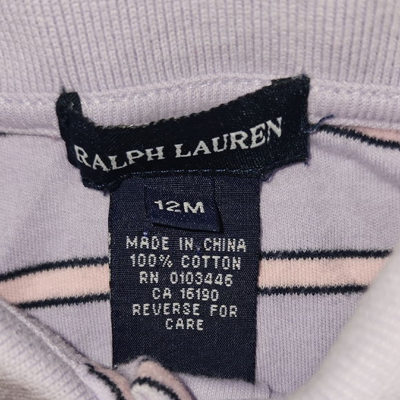 Ralph Lauren Lavender/Pink Pastel Striped Polo Shirt Cotton Baby Dress & Bloomer - Picture 5 of 10